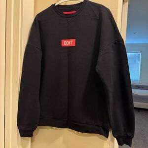 Men's Black Crewneck Sweater with Red Detail